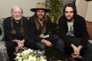 Country music singers Willie Nelson, Micah, Lukas Nelson